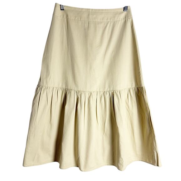 Tuckernuck Solid Tan Drop Waist Ruffled A-Line Cotton Skirt Size 6 - Picture 1 of 7